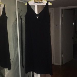 Banana Republic 6 black tea length “V” neck dress